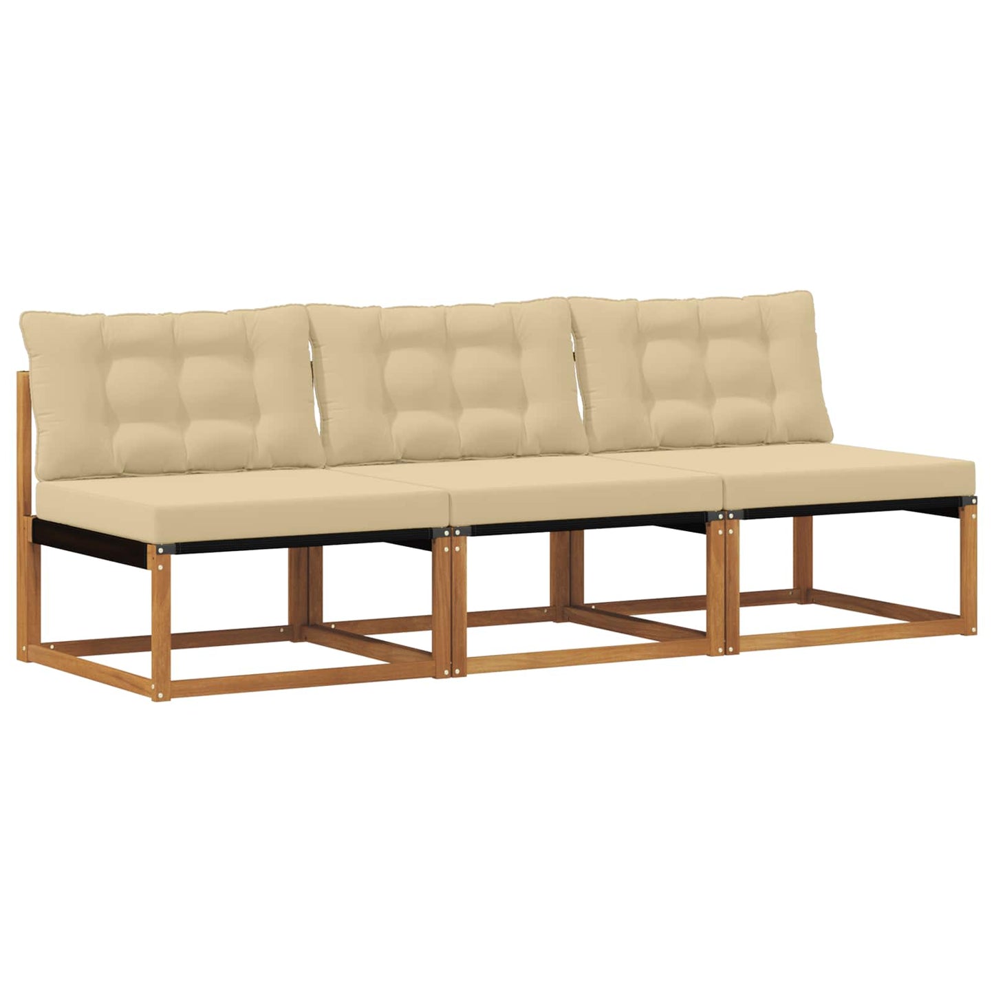3 Stk. Outdoor Mittelsofa Massivholz Akazie Natur