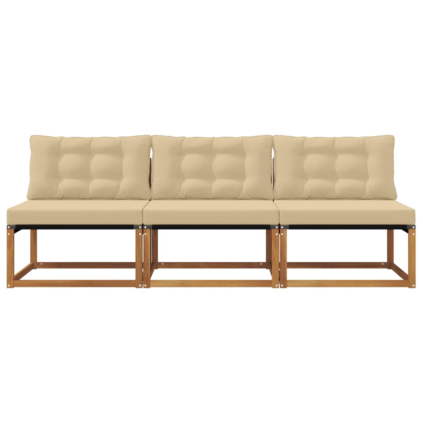 3 Stk. Outdoor Mittelsofa Massivholz Akazie Natur