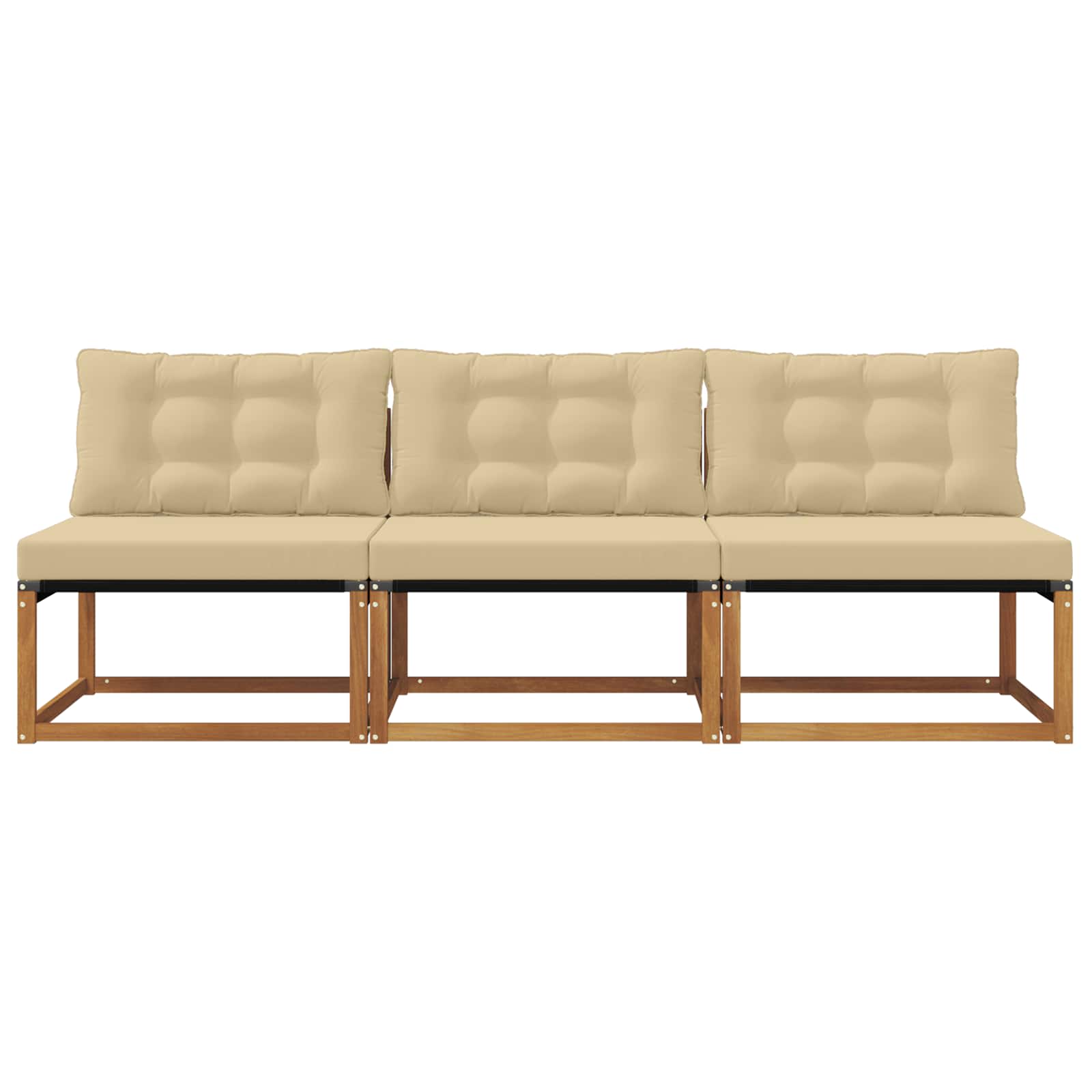 3 Stk. Outdoor Mittelsofa Massivholz Akazie Natur