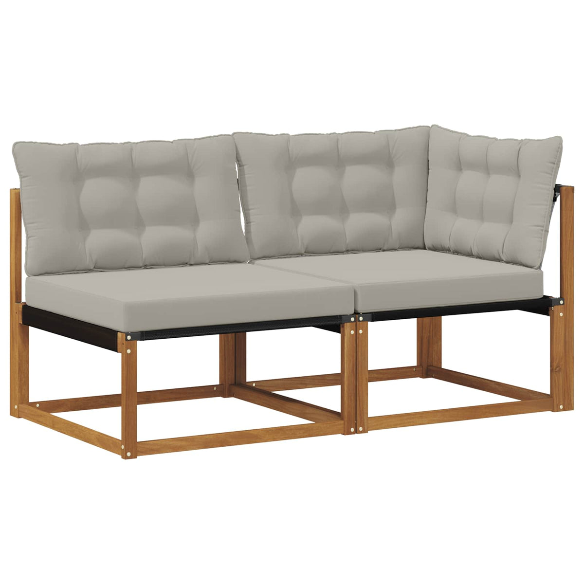 2 Stk. Outdoor Mittel- und Ecksofa Massivholz Akazie Natur