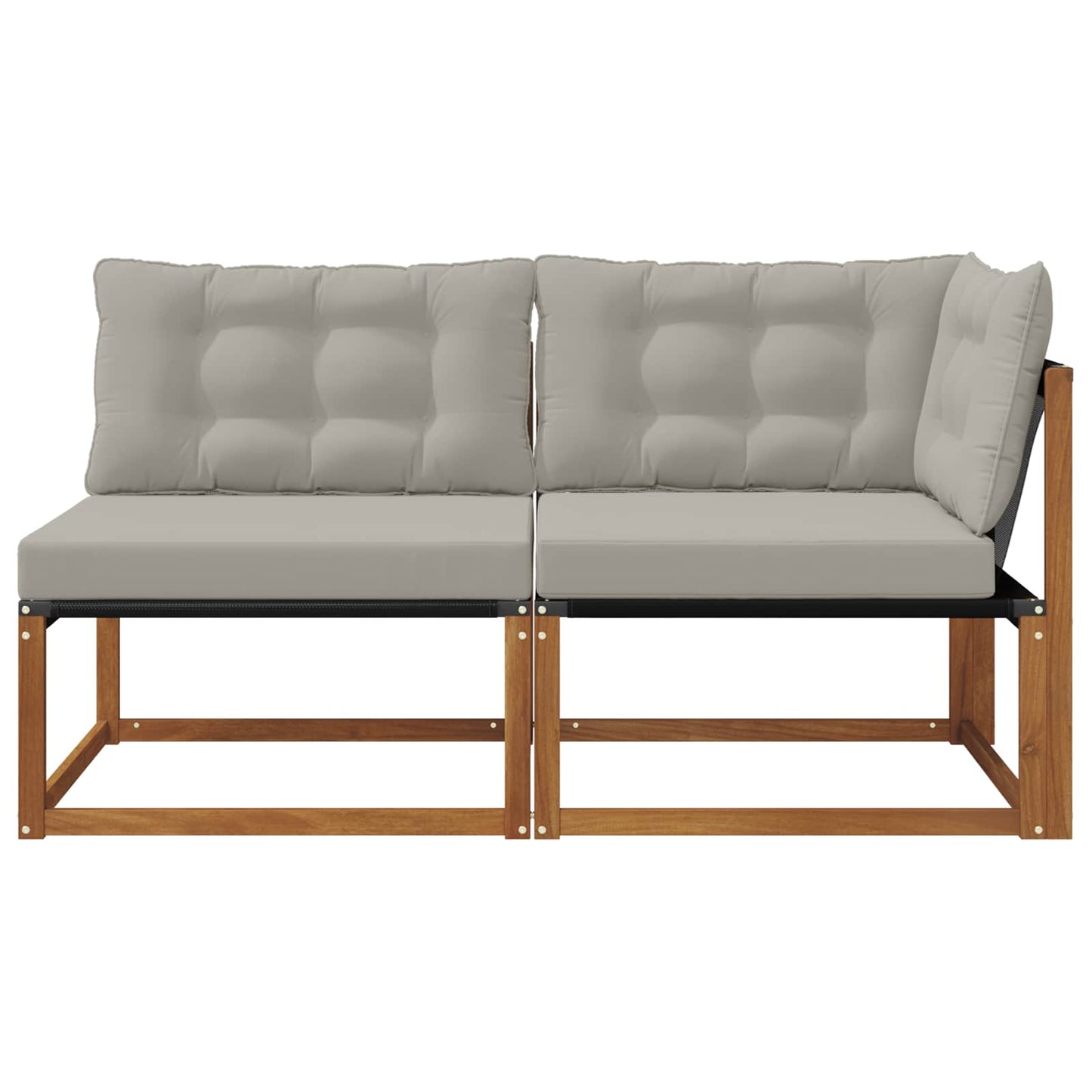 2 Stk. Outdoor Mittel- und Ecksofa Massivholz Akazie Natur