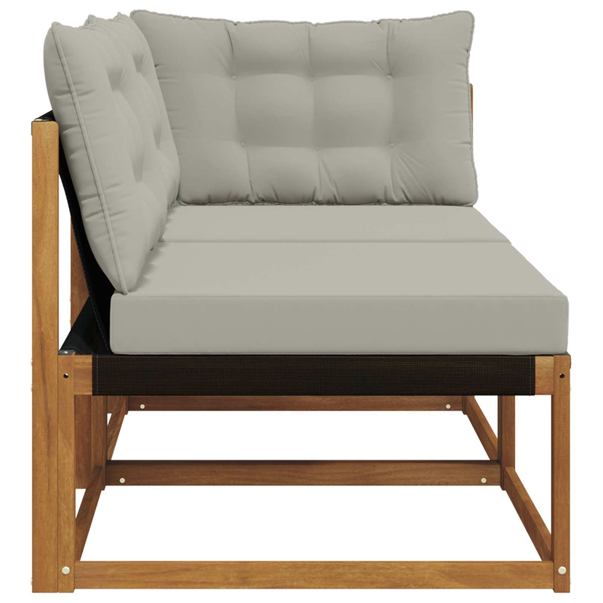 2 Stk. Outdoor Mittel- und Ecksofa Massivholz Akazie Natur