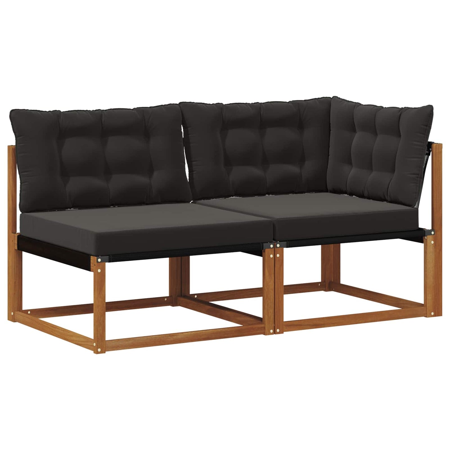 7 Stk. Outdoor Mittel- und Ecksofa Massivholz Akazie Natur