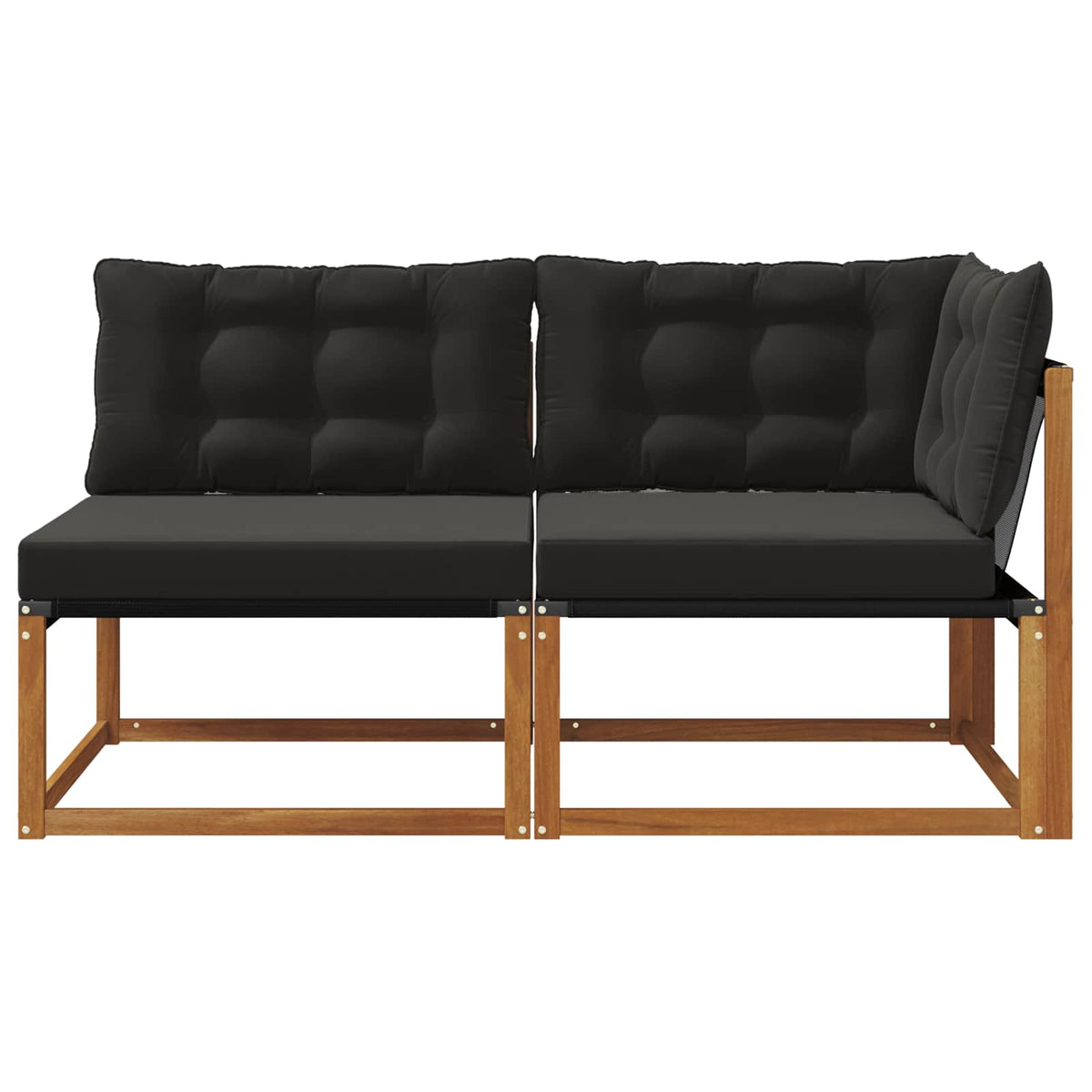 7 Stk. Outdoor Mittel- und Ecksofa Massivholz Akazie Natur