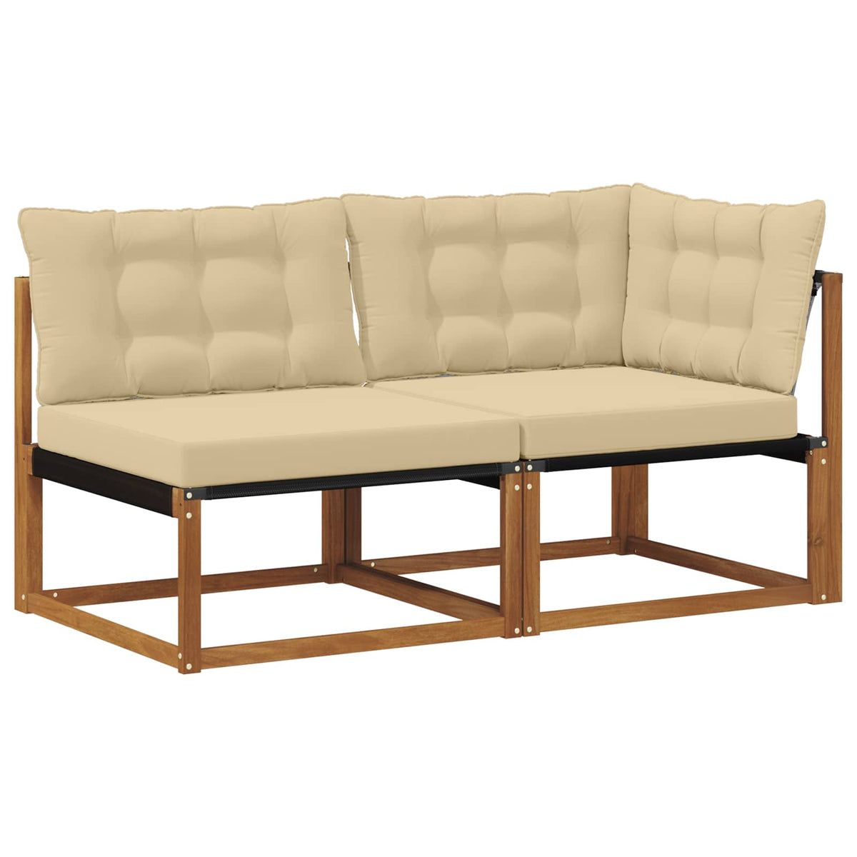 7 Stk. Outdoor Mittel- und Ecksofa Massivholz Akazie Natur