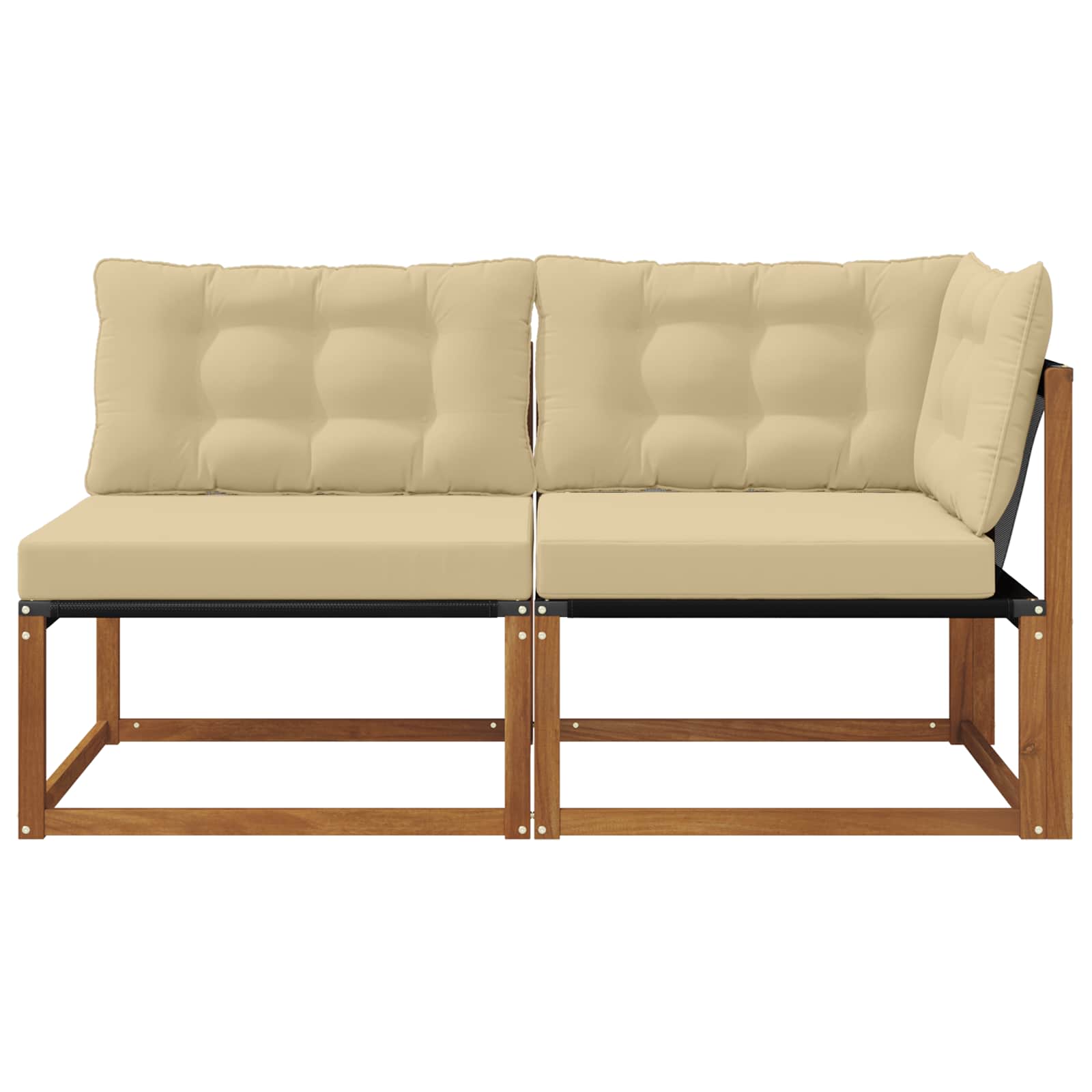 7 Stk. Outdoor Mittel- und Ecksofa Massivholz Akazie Natur
