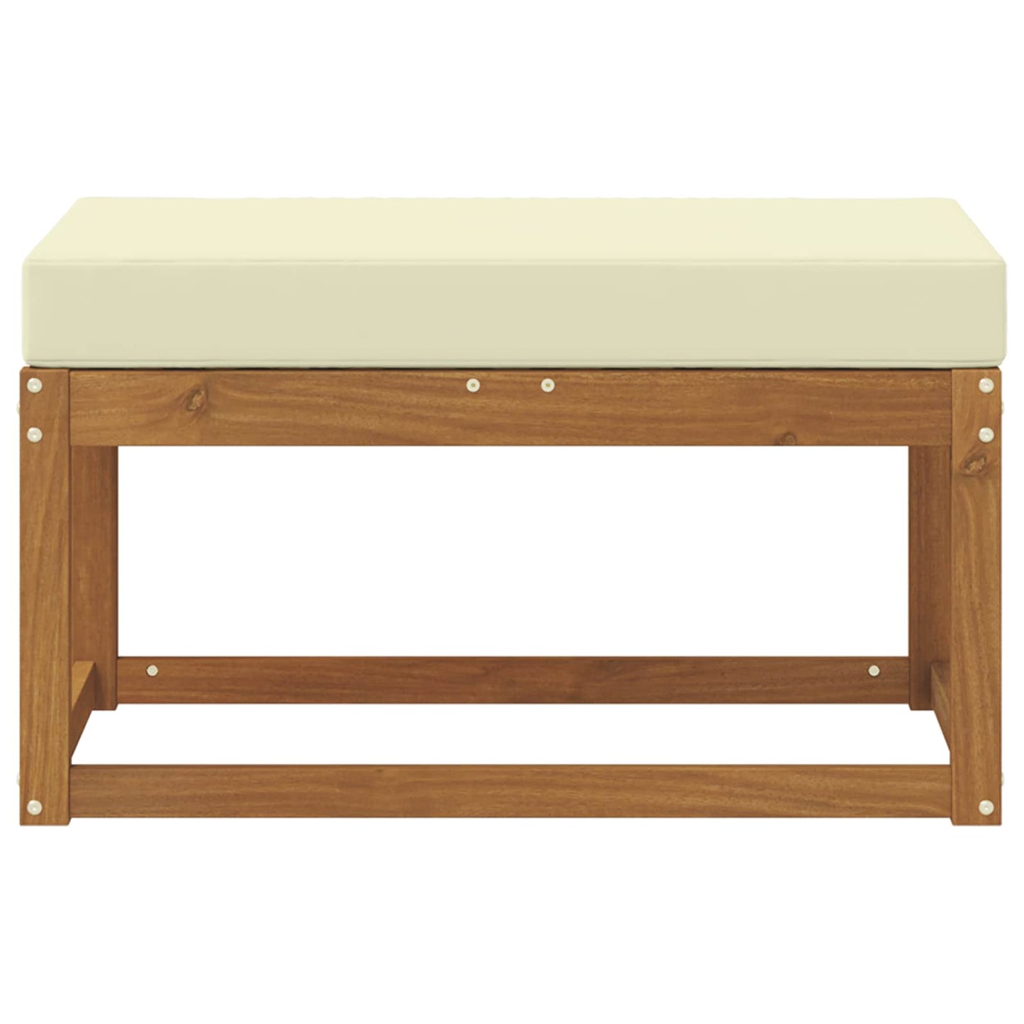 Outdoor Hockerbank Massivholz Akazie Natur und Creme