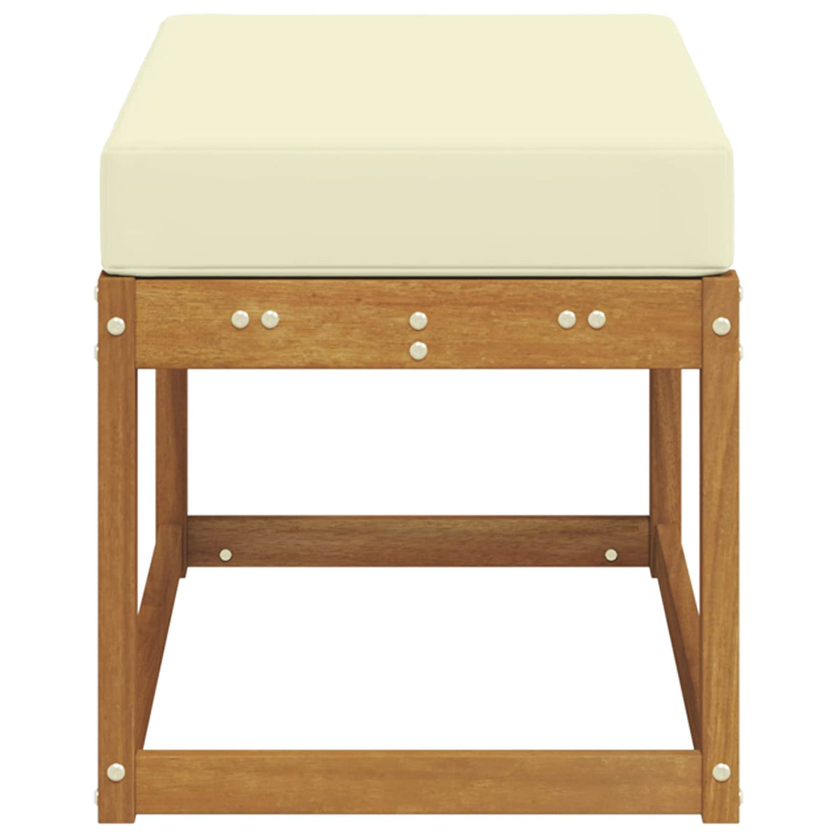 Outdoor Hockerbank Massivholz Akazie Natur und Creme
