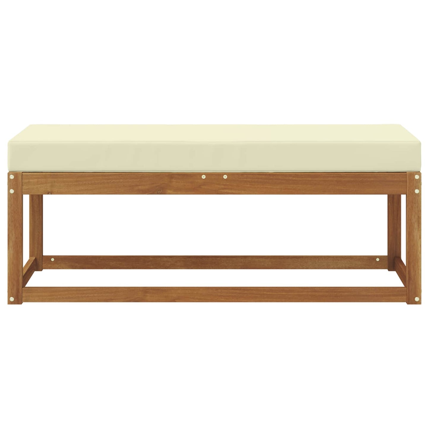 Outdoor Hockerbank Massivholz Akazie Natur und Creme