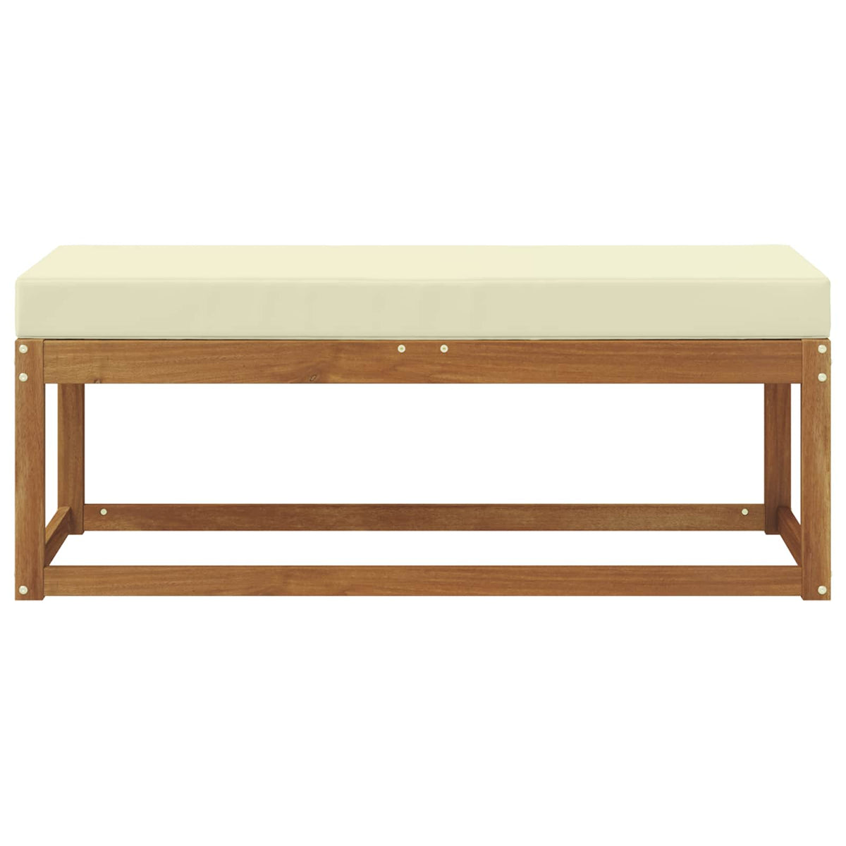 Outdoor Hockerbank Massivholz Akazie Natur und Creme