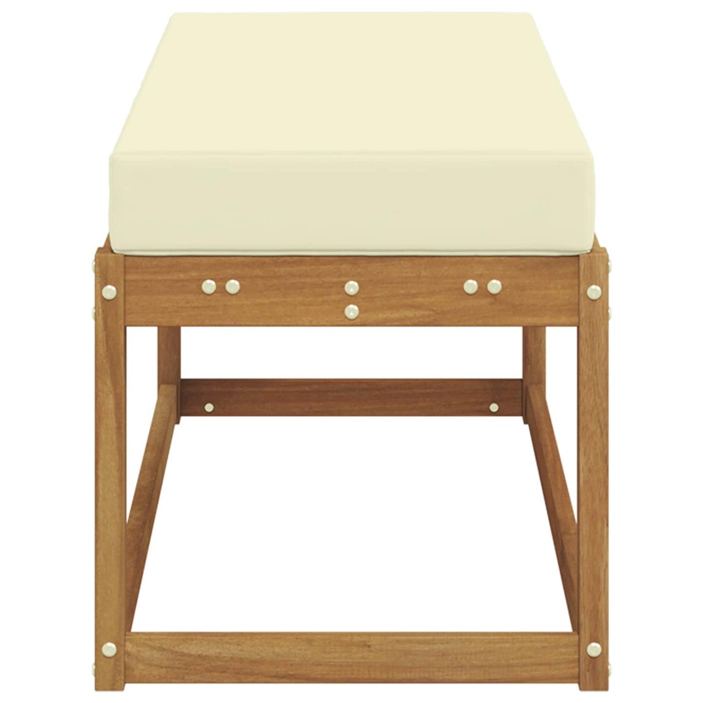 Outdoor Hockerbank Massivholz Akazie Natur und Creme