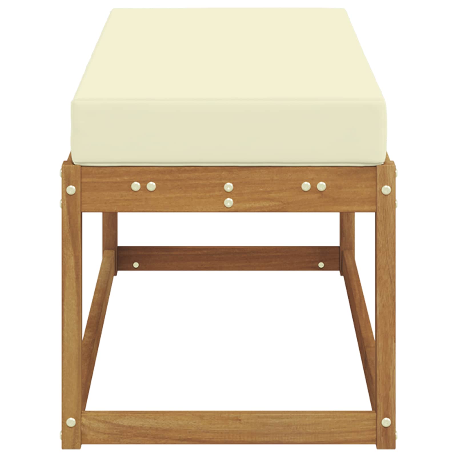 Outdoor Hockerbank Massivholz Akazie Natur und Creme