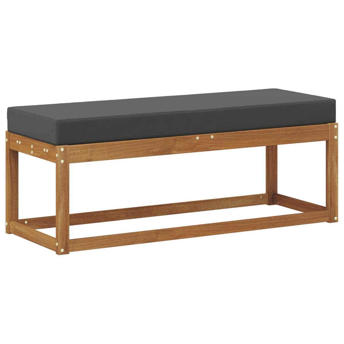 Outdoor Hockerbank Massivholz Akazie Natur und Anthrazit