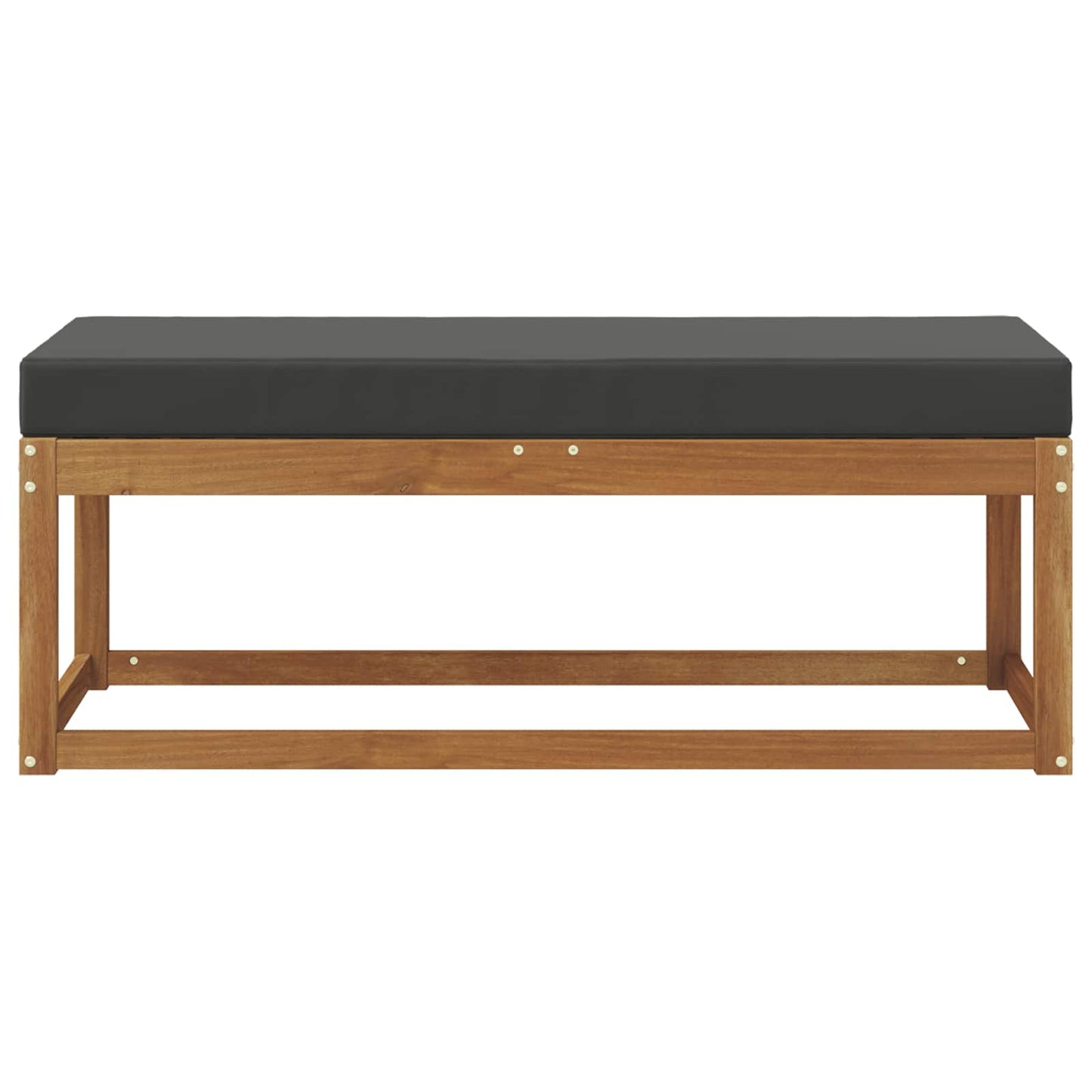 Outdoor Hockerbank Massivholz Akazie Natur und Anthrazit
