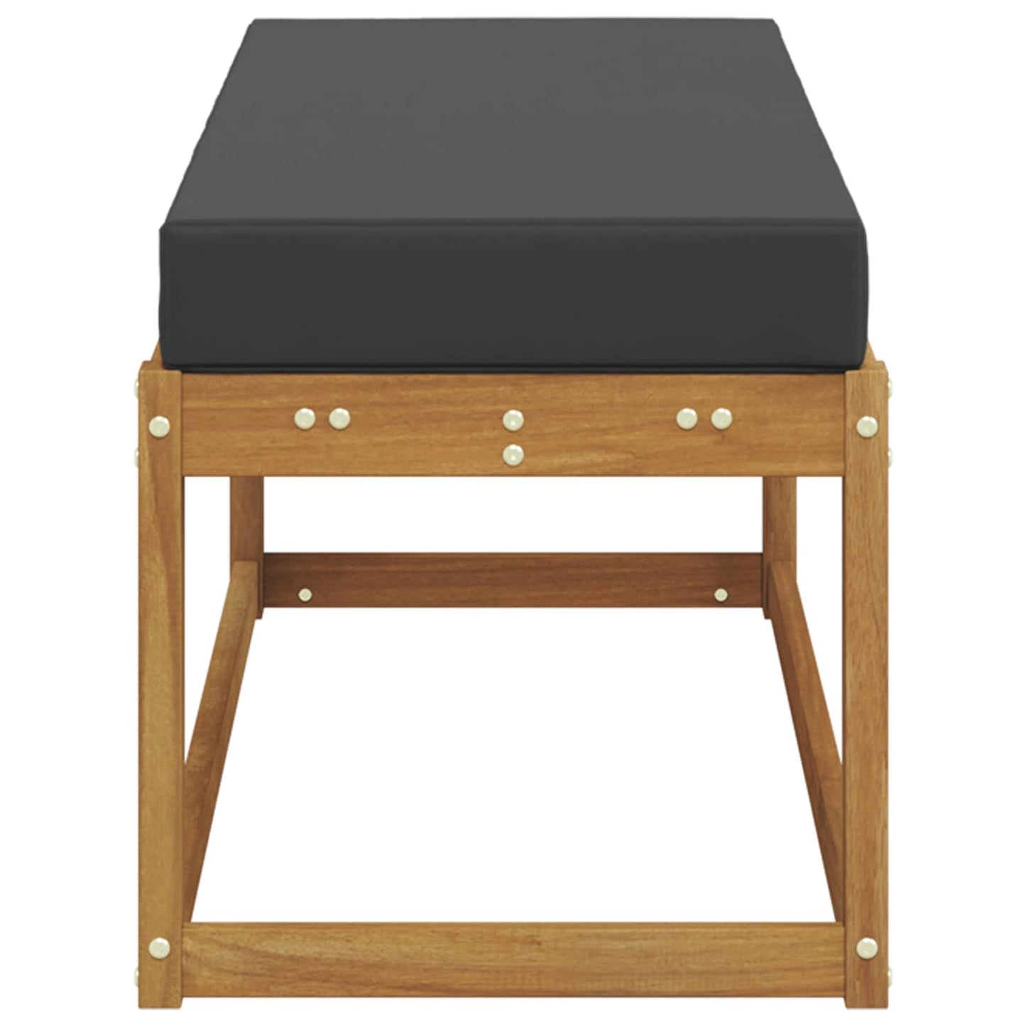 Outdoor Hockerbank Massivholz Akazie Natur und Anthrazit