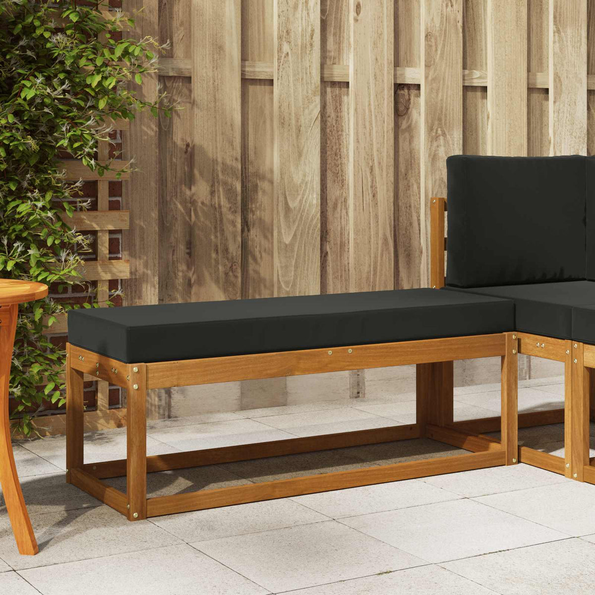 Outdoor Hocker Bank Massivholz Akazie Natur
