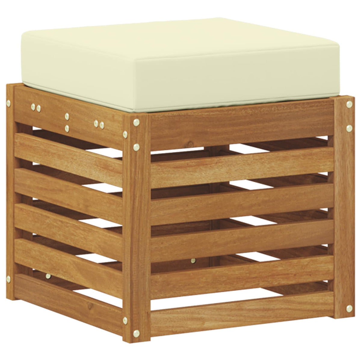Outdoor Hocker Bank Massivholz Akazie Natur