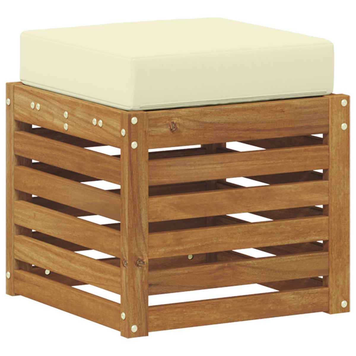 Outdoor Hocker Bank Massivholz Akazie Natur