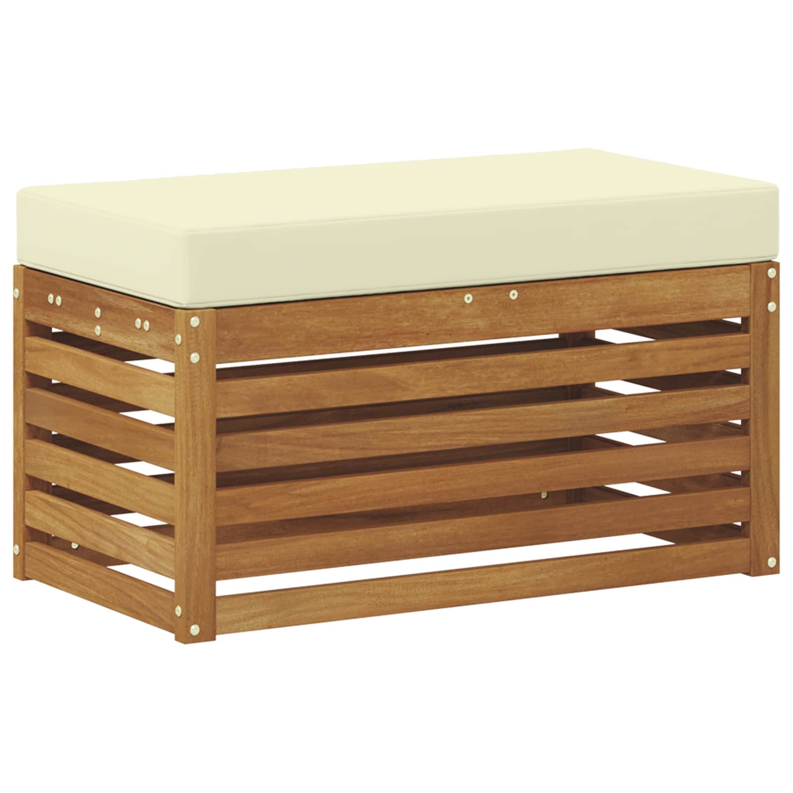 Outdoor Hocker Bank Massivholz Akazie Natur