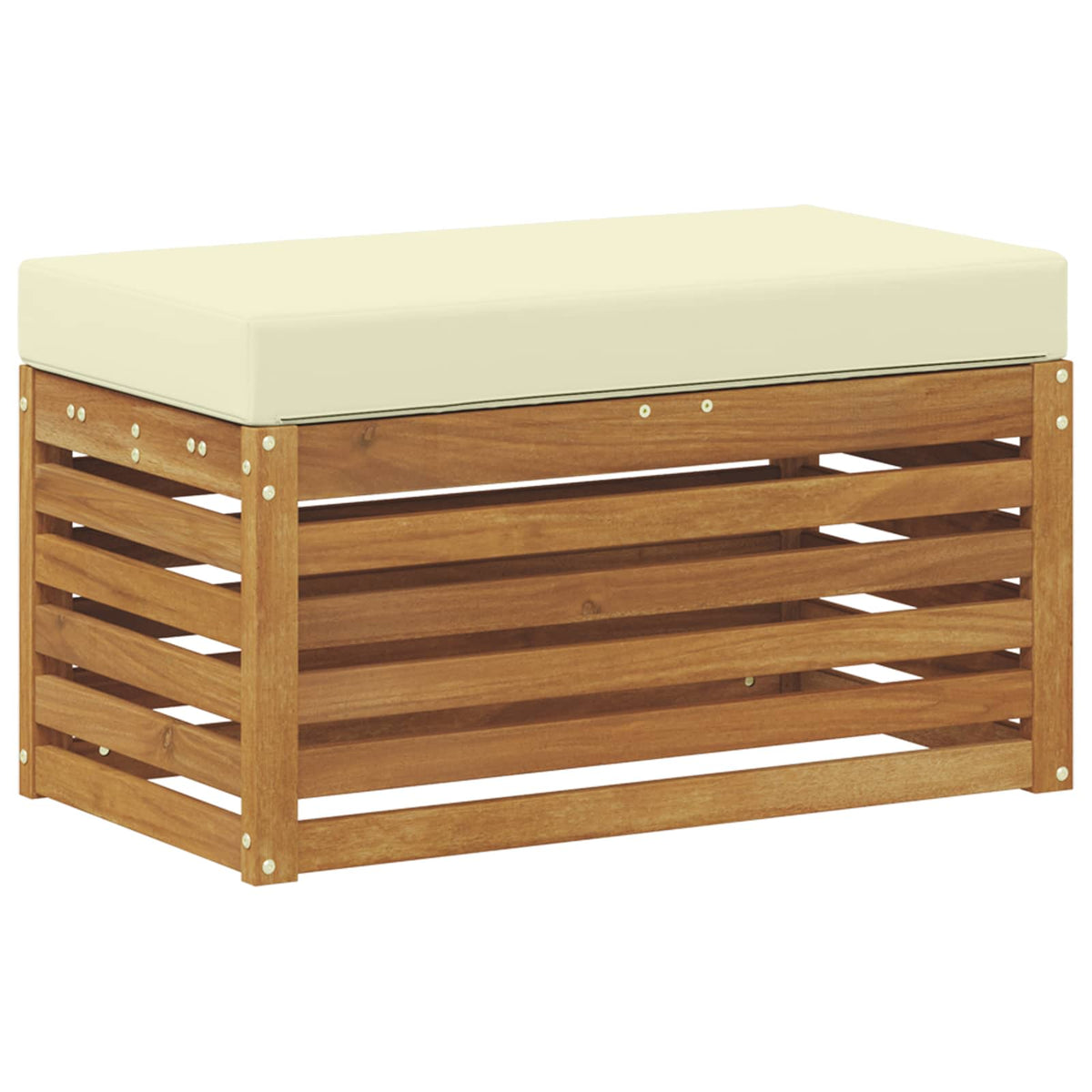 Outdoor Hocker Bank Massivholz Akazie Natur