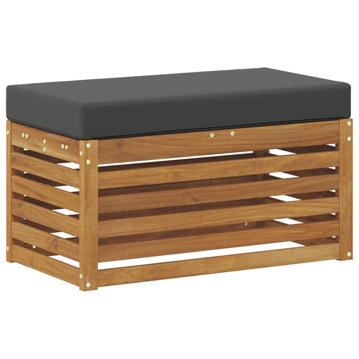 Outdoor Hocker Bank Massivholz Akazie Natur