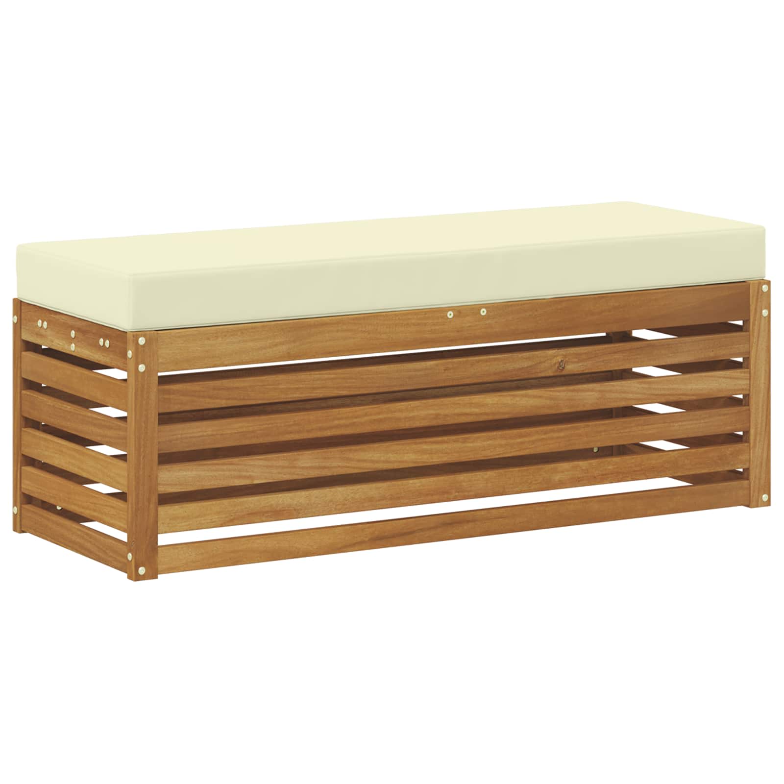 Outdoor Hocker Bank Massivholz Akazie Natur