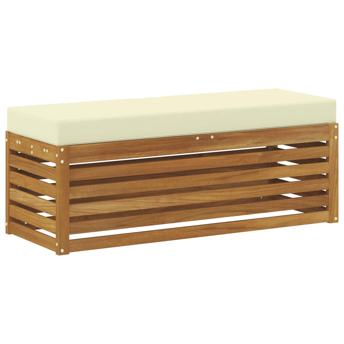 Outdoor Hocker Bank Massivholz Akazie Natur