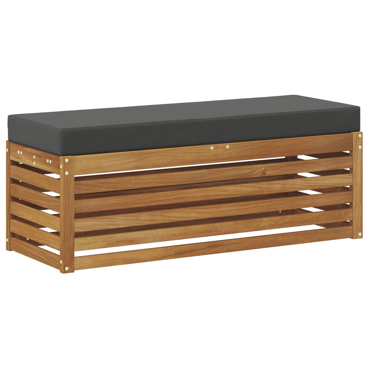 Hocker Bank Massivholz Akazie Natur und Anthrazit