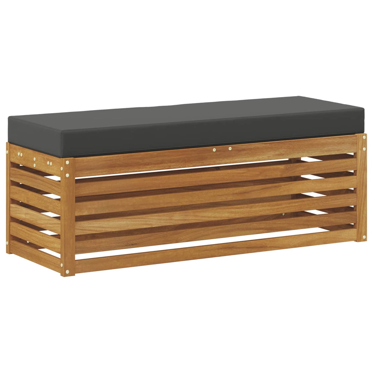 Hocker Bank Massivholz Akazie Natur und Anthrazit