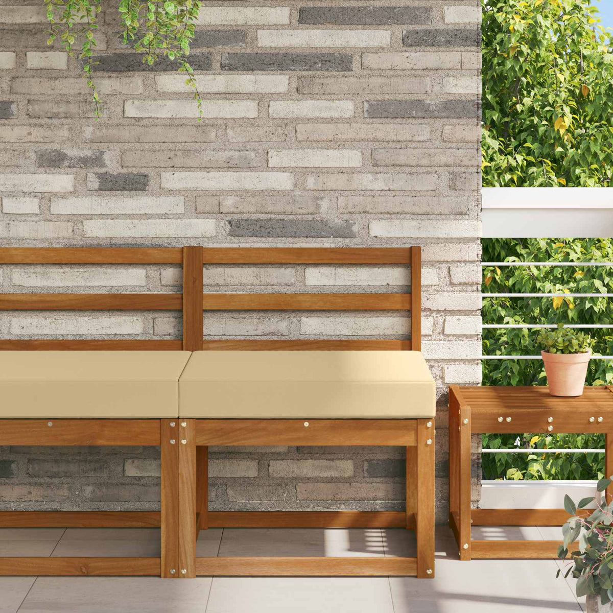 Sofakissen für draußen Polyester Beige 60 x 60 cm