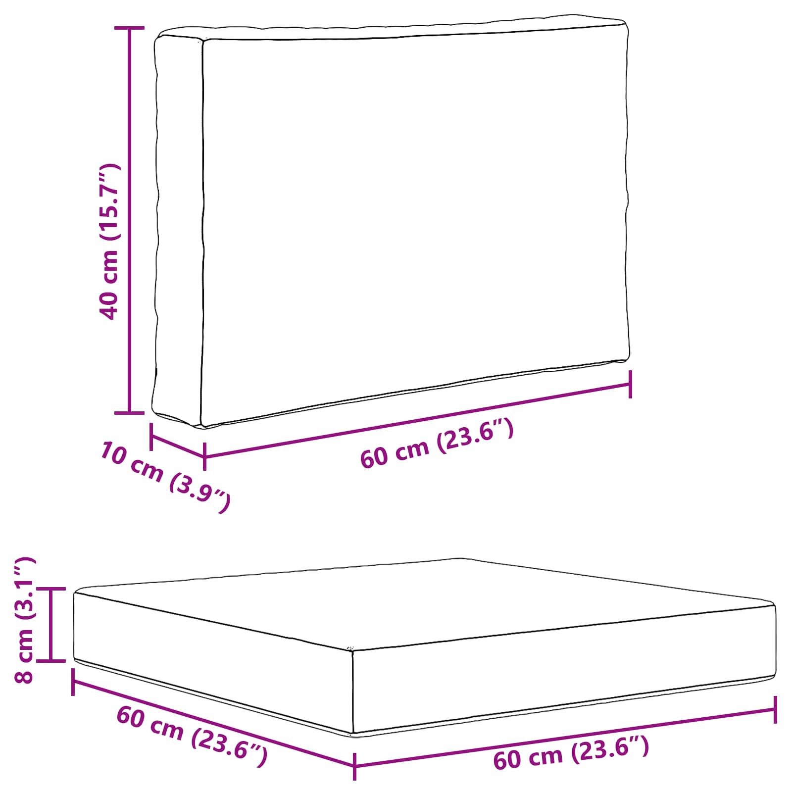 Sofakissen für draußen Polyester Grau 60 x 60 cm