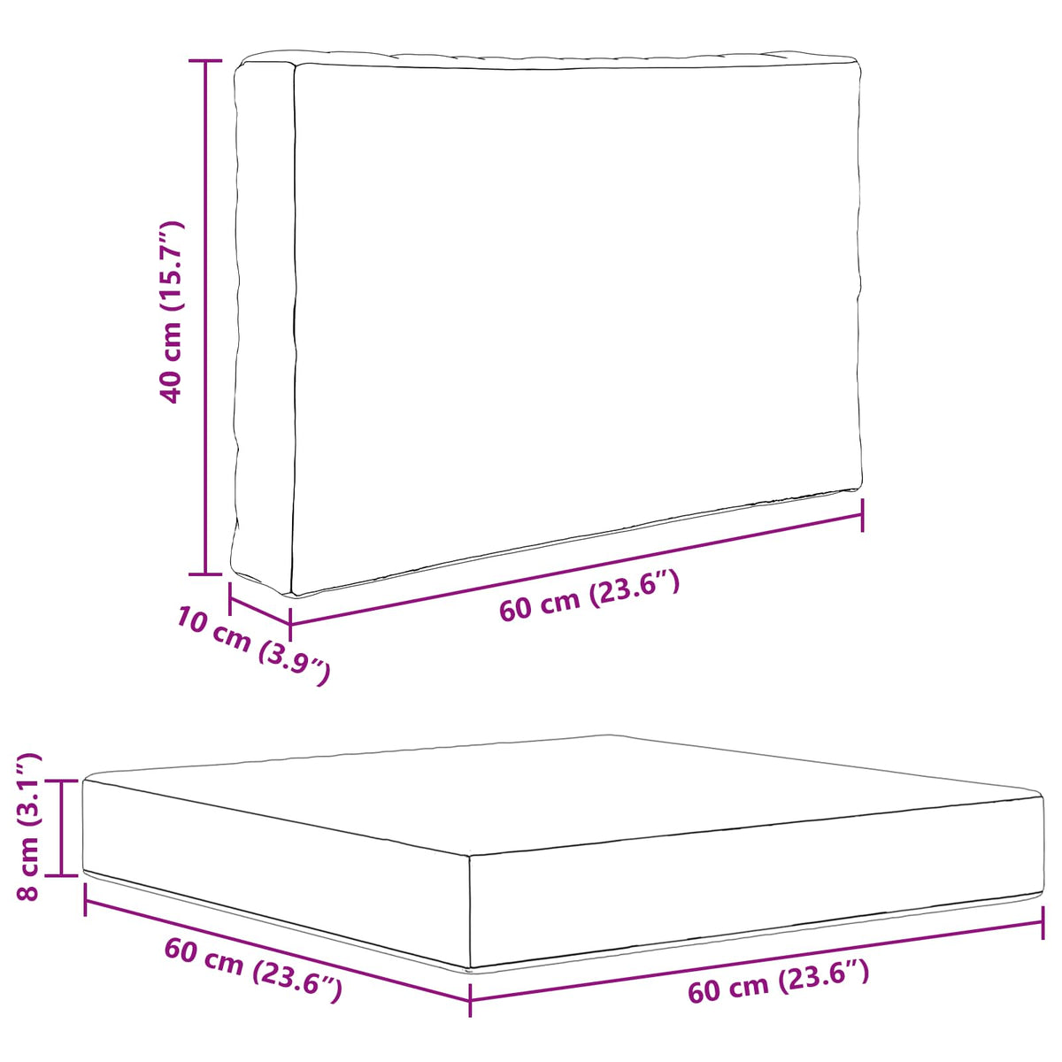 Sofakissen für draußen Polyester Anthrazit 60 x 60 cm