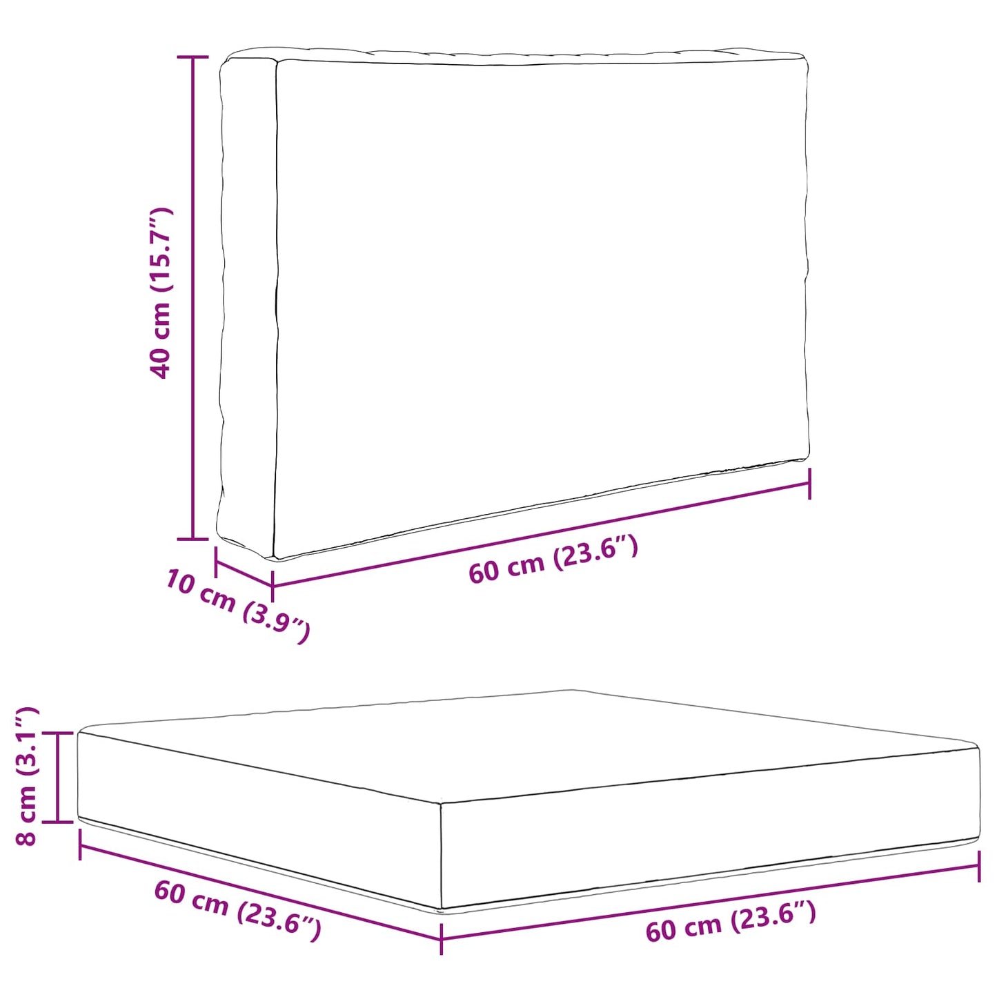 Sofakissen für draußen Polyester Blattdesign 60 x 60 cm