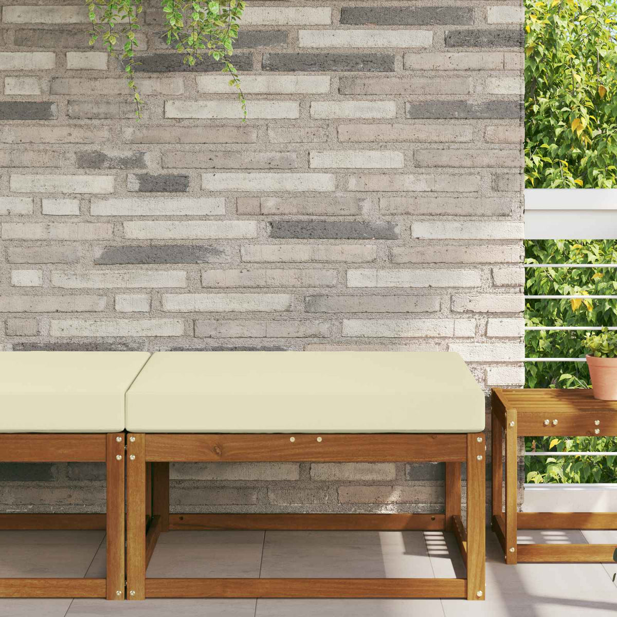 Sofakissen für draußen Polyester Creme 80 x 80 cm