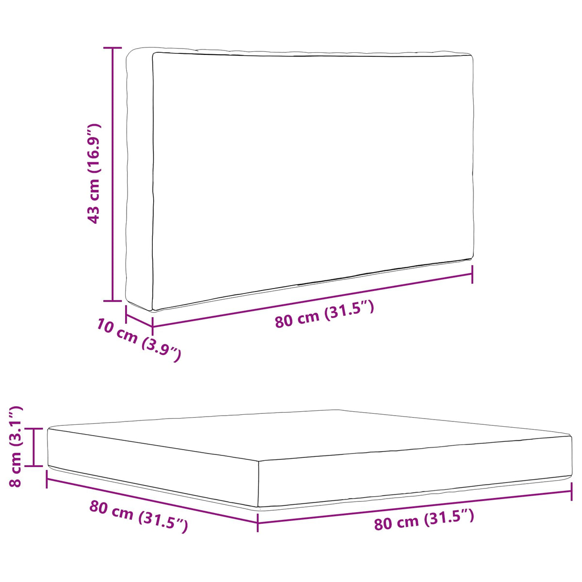 Sofakissen für draußen Polyester Grün 80 x 80 cm