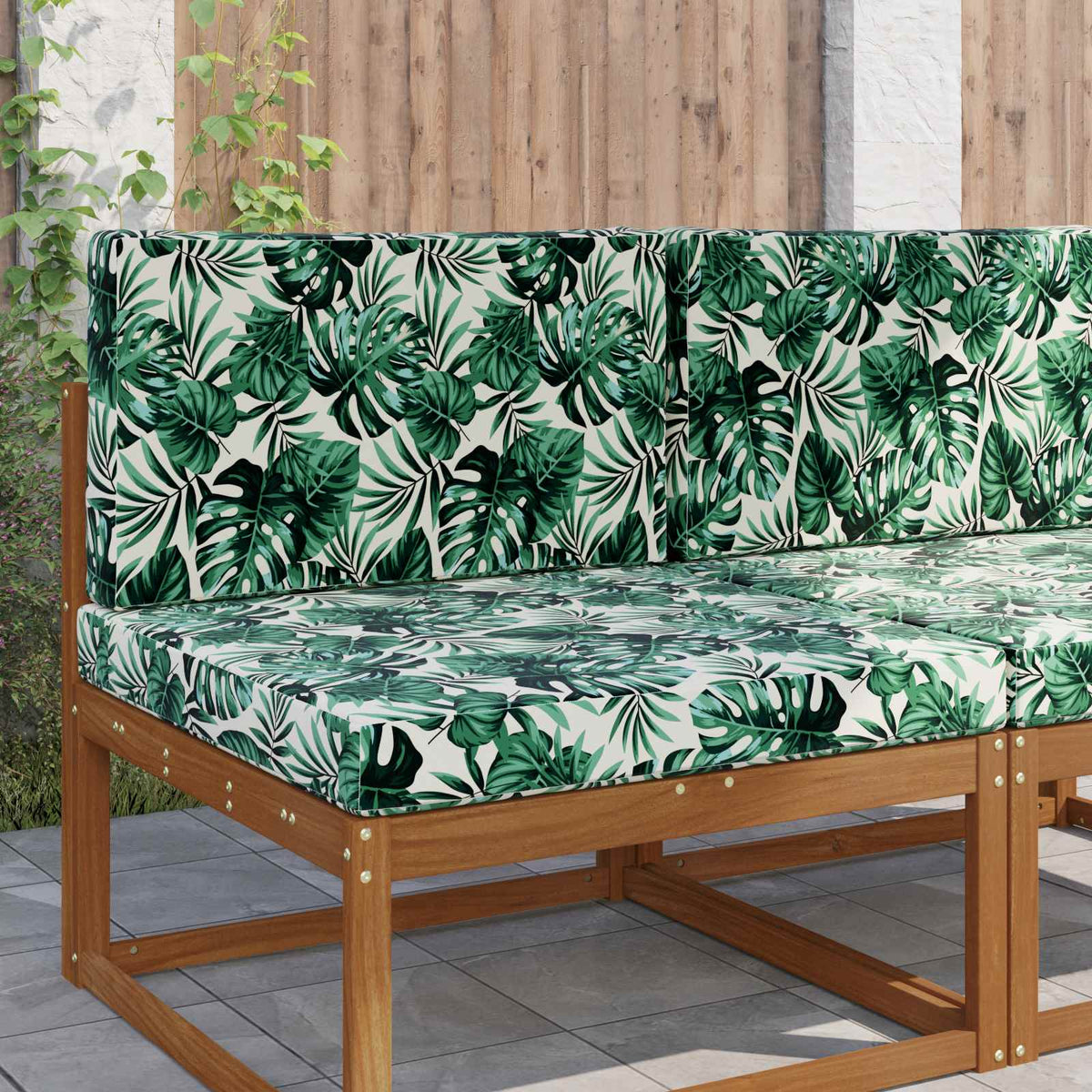 Sofakissen für draußen Polyester Blattmuster 80 x 80 cm