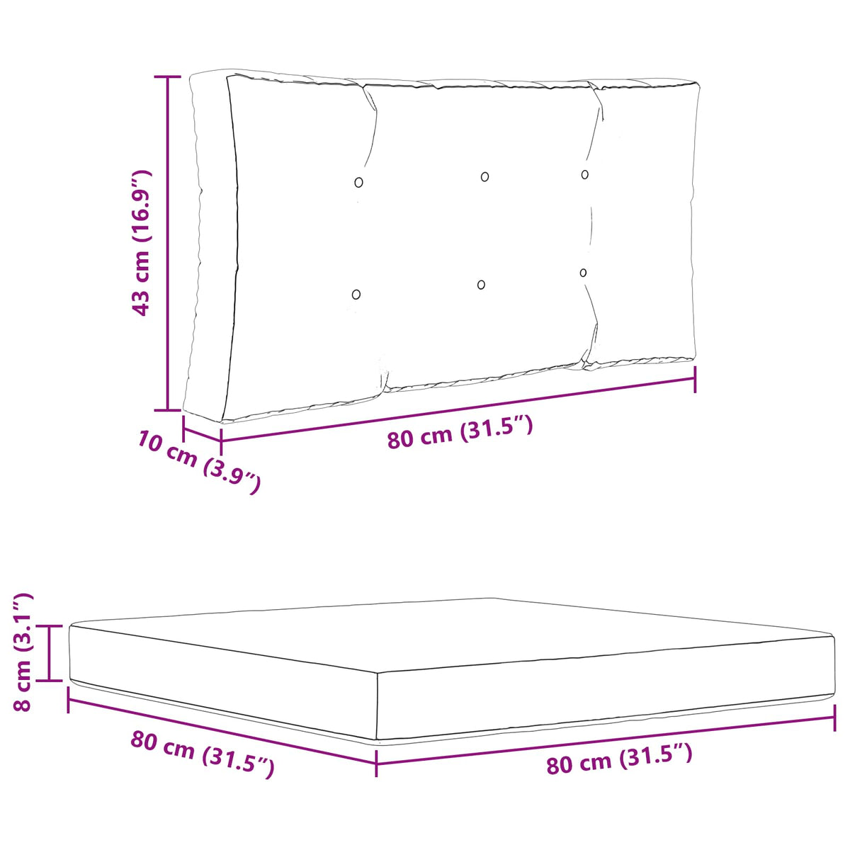Sofakissen für draußen Polyester Anthrazit 80 x 80 cm