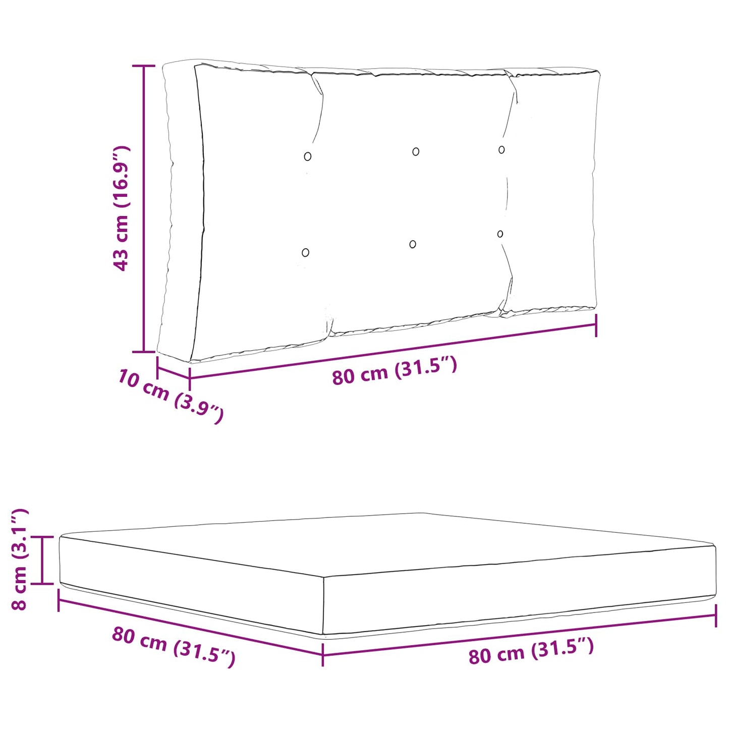Sofakissen für draußen Polyester Königsblau 80 x 80 cm