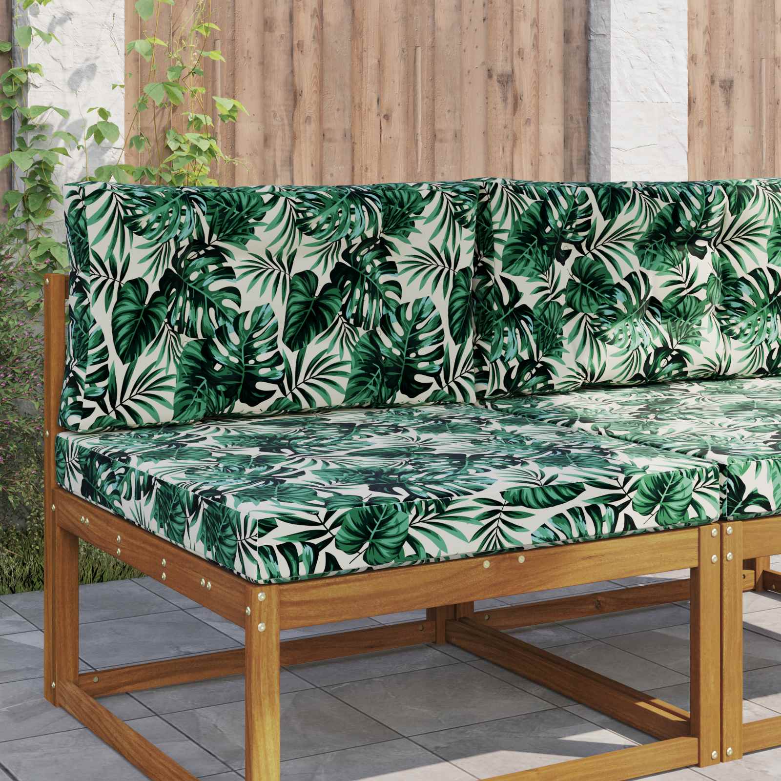 Sofakissen für draußen Polyester Blattmuster 80 x 80 cm