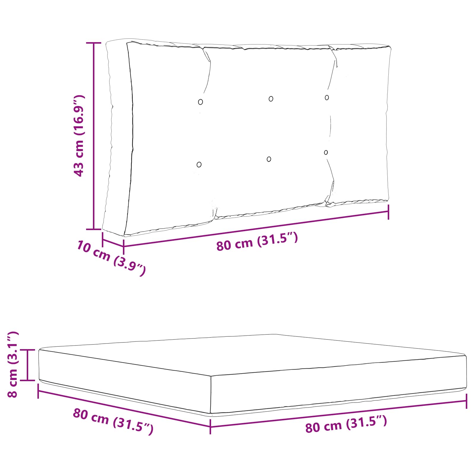 Sofakissen für draußen Polyester Bunt 80 x 80 cm