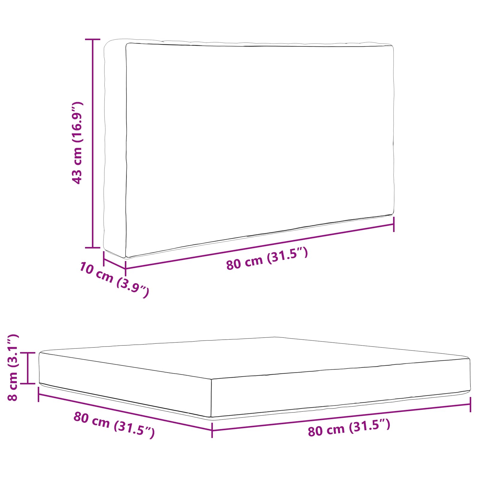 Sofakissen für draußen Polyester Anthrazit 80 x 80 cm