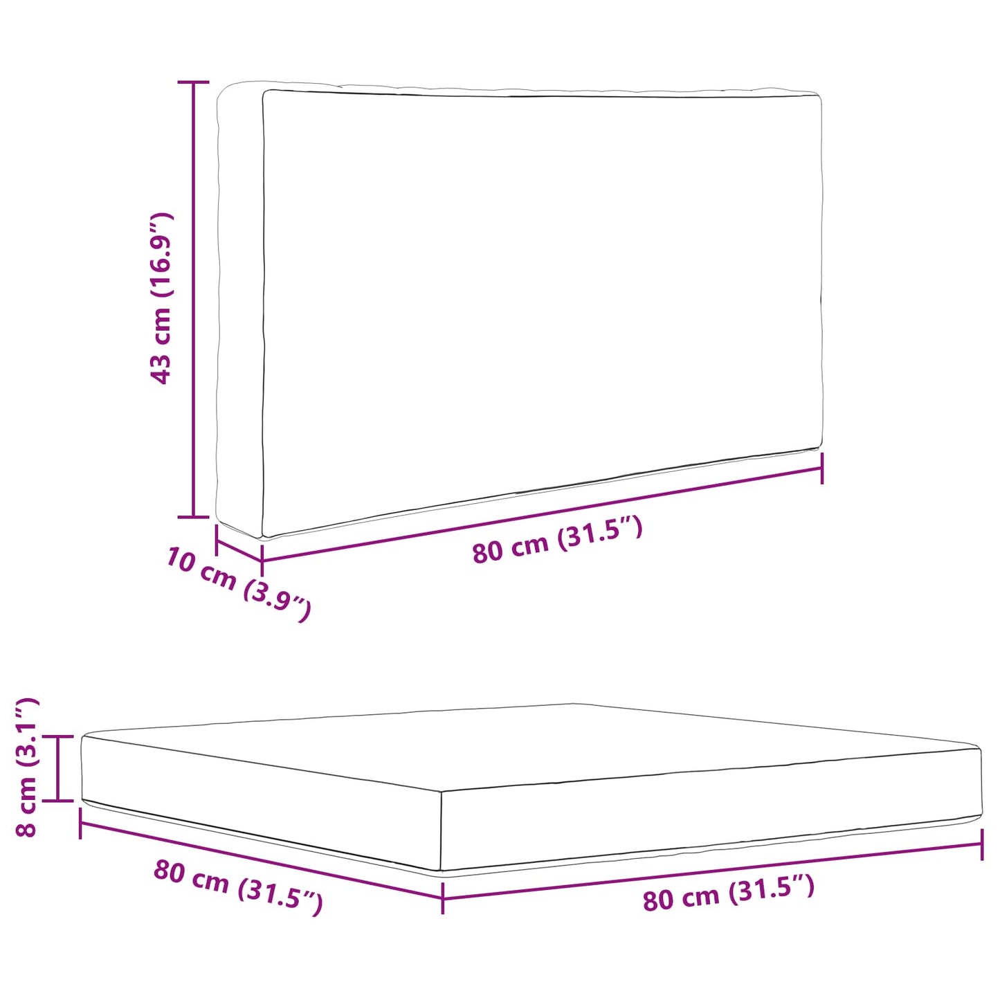 Sofakissen für draußen Polyester Beige 80 x 80 cm