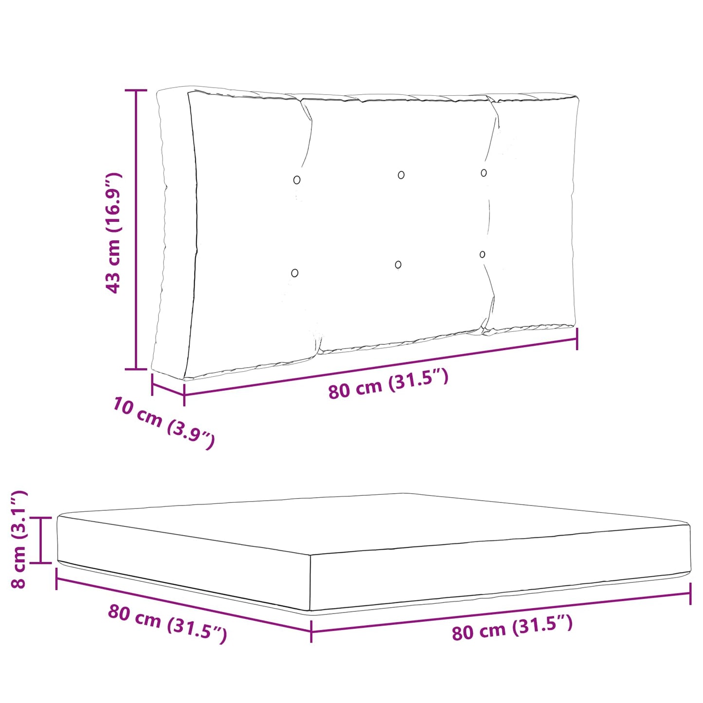Sofakissen für draußen Polyester Weinrot 80 x 80 cm