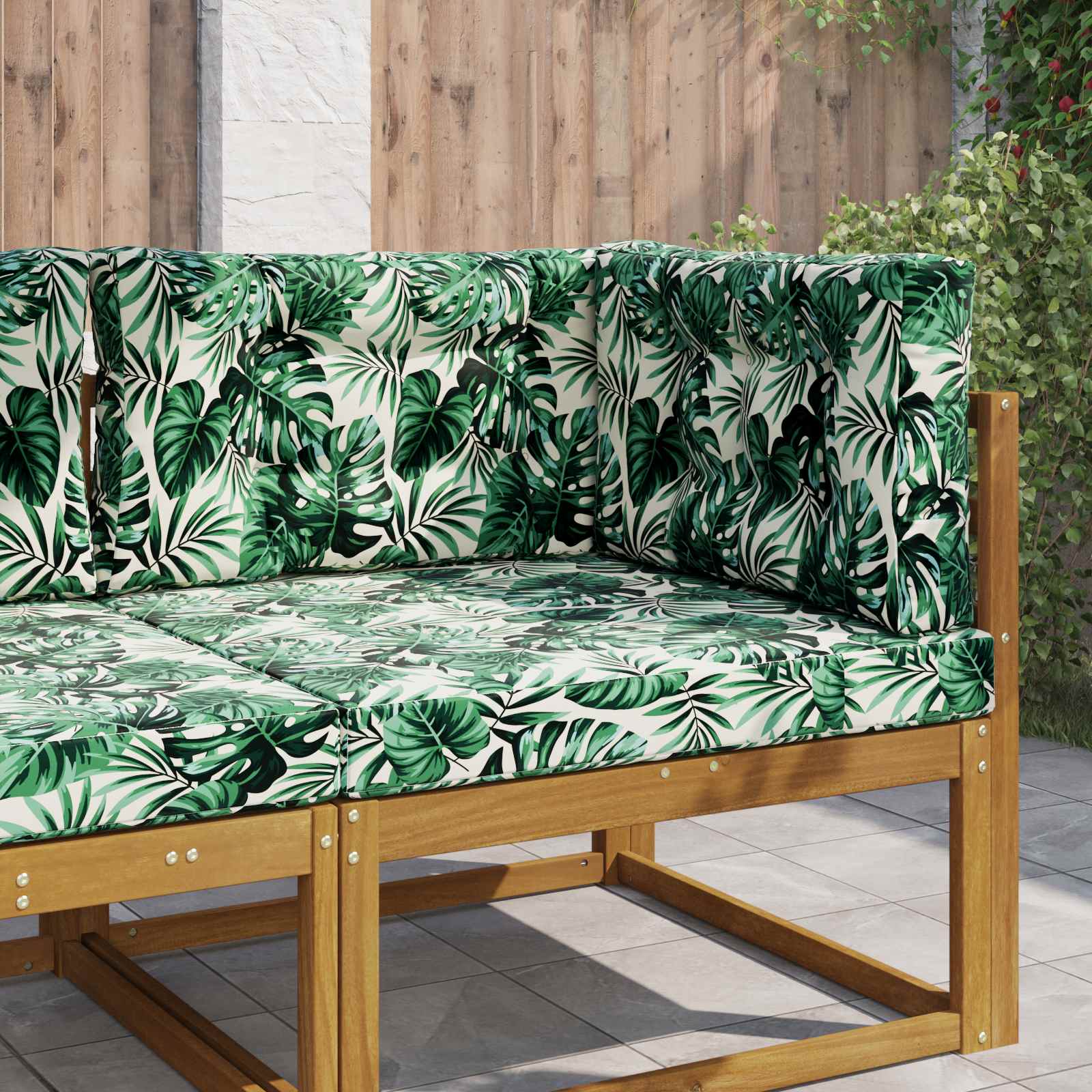 Sofakissen für draußen Polyester Blattmuster 80 x 80 cm