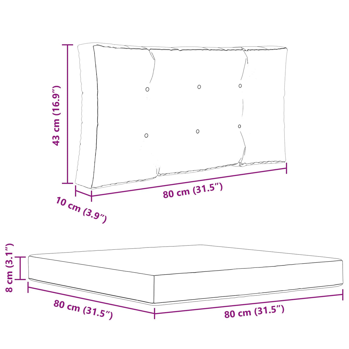 Sofakissen für draußen Polyester Bunt 80 x 80 cm