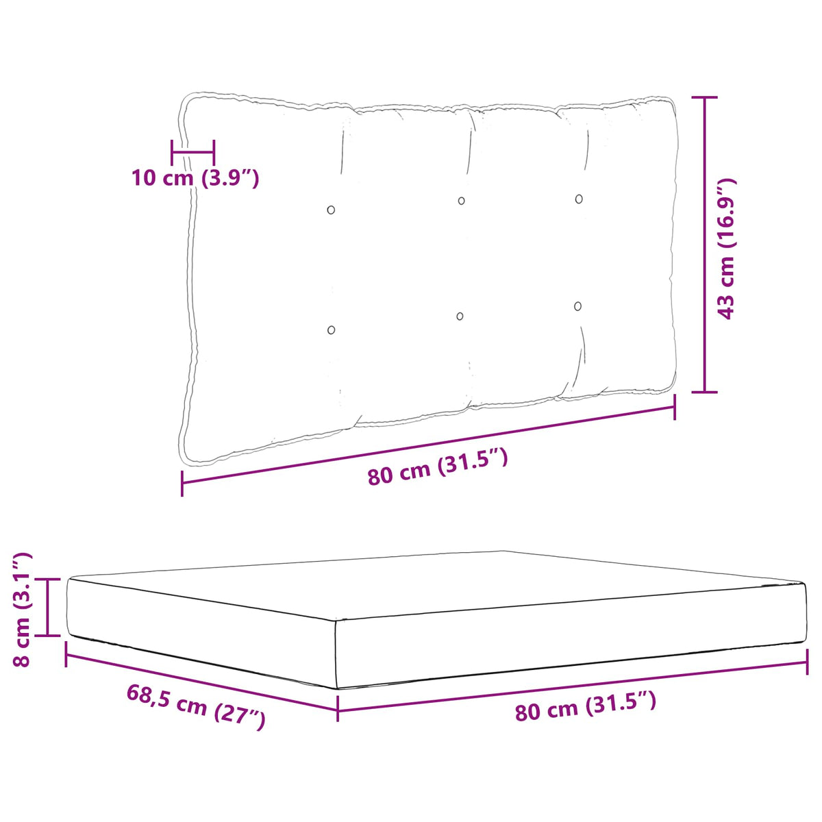 Sofakissen für draußen Polyester Beige 80 x 68,5 cm
