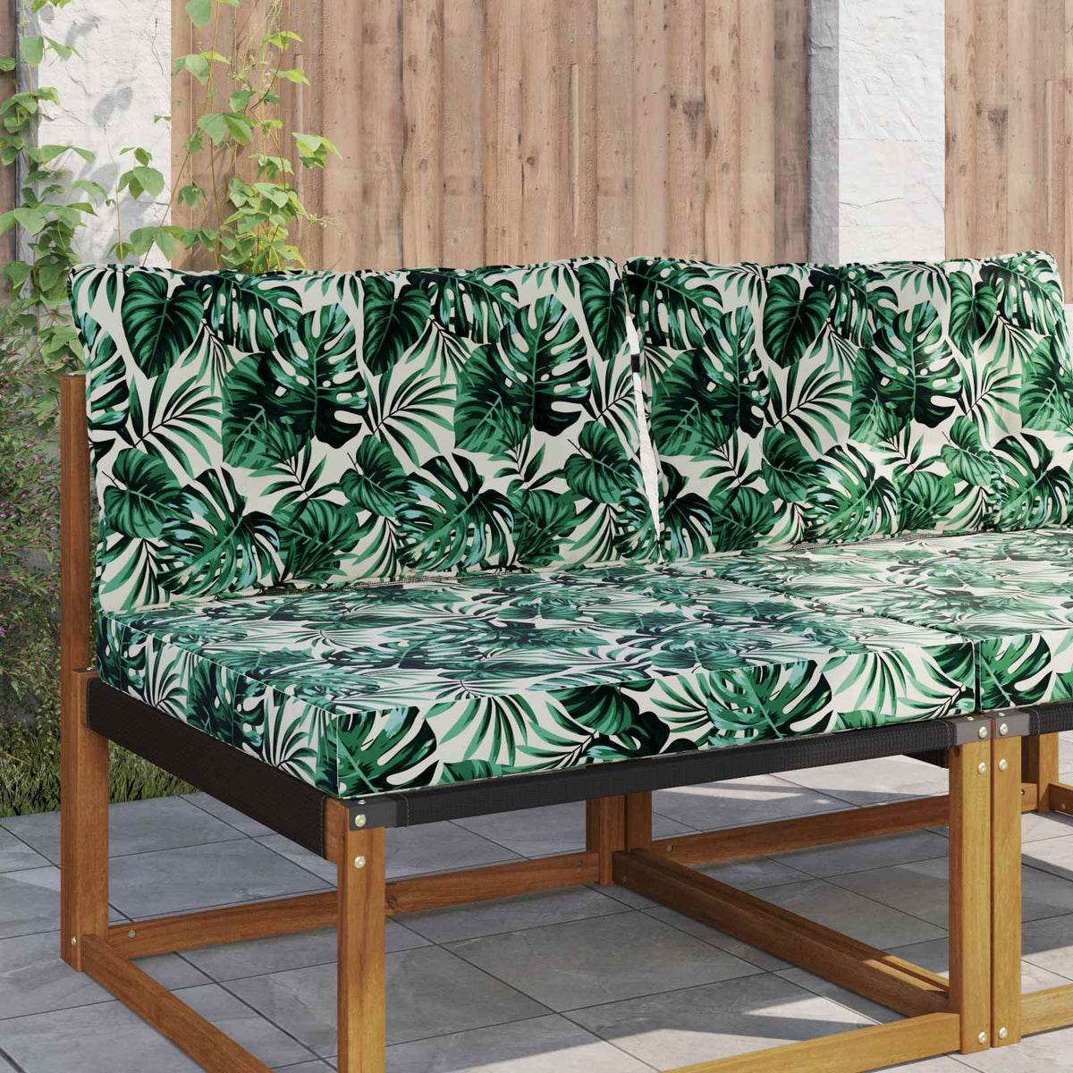 Sofakissen für draußen Polyester Blattmuster 80 x 68,5 cm