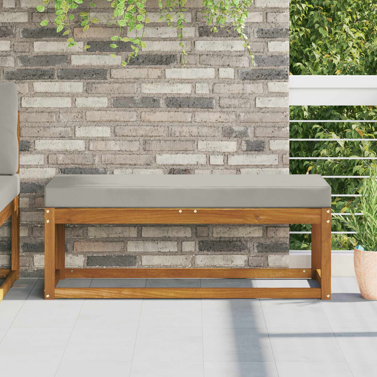 Sitzkissen für Outdoor 100 % Polyester Grau 111,5 x 40 x 8 cm