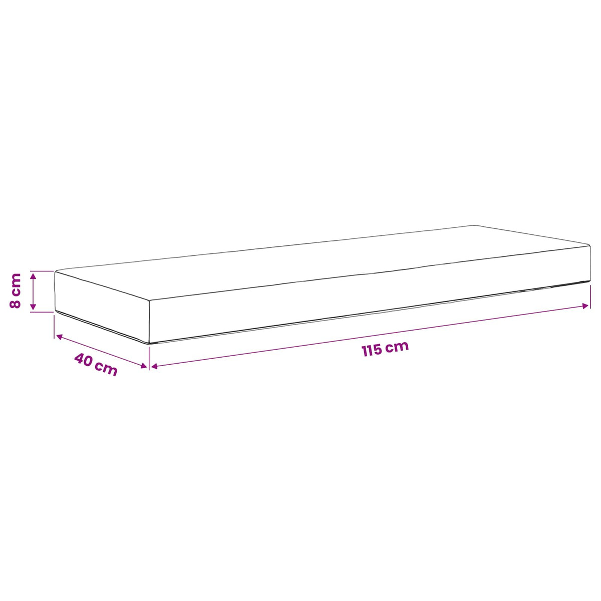 Sitzkissen für Outdoor 100 % Polyester Grau 111,5 x 40 x 8 cm