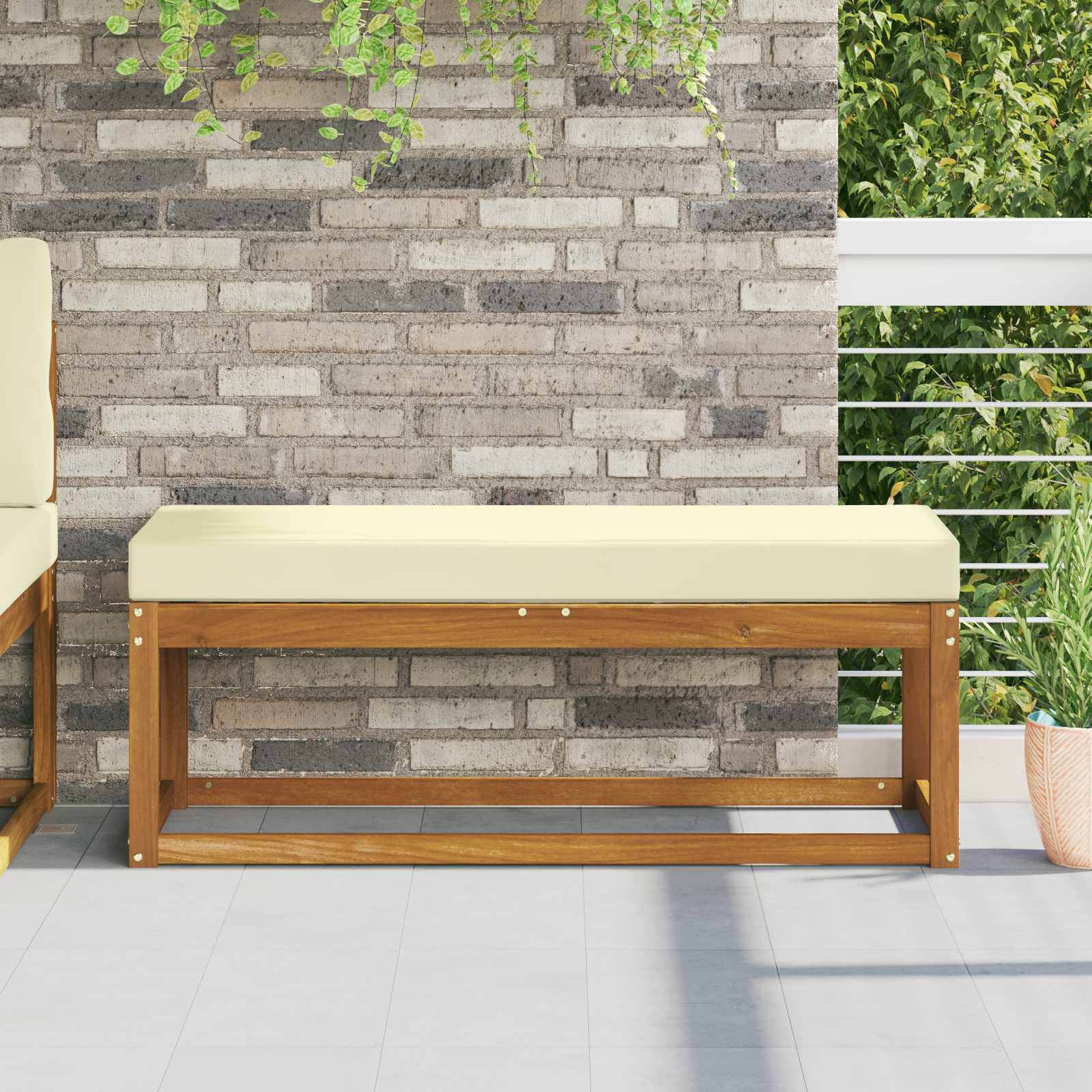 Sitzkissen für Outdoor 100 % Polyester Creme 115 x 40 x 8 cm